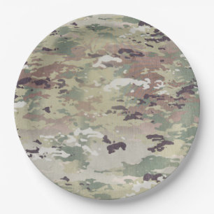 9" Round Paper Plate Army OCP Camo Uniform Camofla