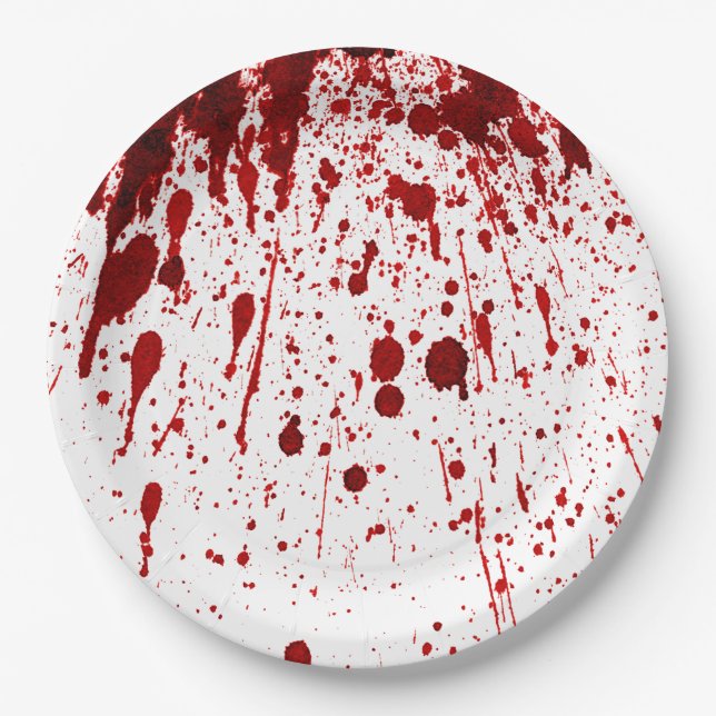 9" Round Paper Plate Blood Splatter Vampire Gothic (Front)