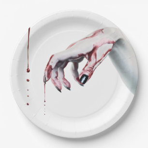 9" Round Paper Plate zombie blood drip vampire Got