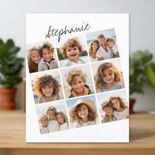 9 Square Photo Collage - Black and White Notecard