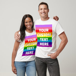 9-Stripe LGBTQ+ Pride Flag Rainbow add custom text T-Shirt