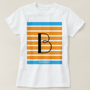 9 Stripes Orange Blue Personalised Monogram T-Shirt