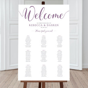 9 Table Lilac Purple Wedding Seating Chart