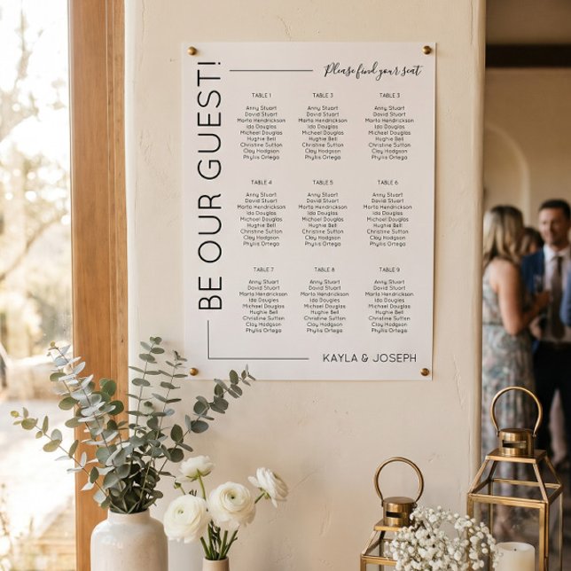9 table Minimalist Wedding seating chart template (Creator Uploaded)