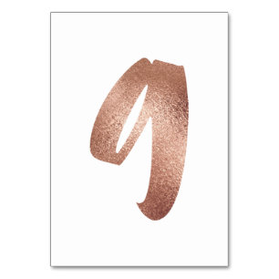 9 Table  Number White Metallic Pink Rose Gold Table Number