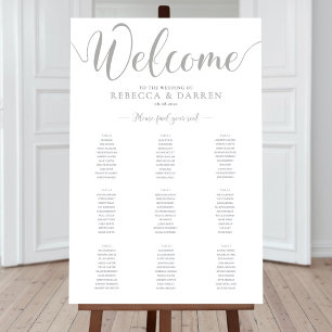 9 Table Personalised Silver Wedding Seating Chart