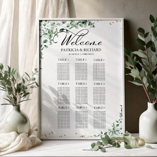 9 Tables Greenery Wedding Seating Chart
