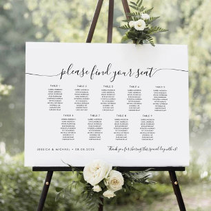 9 Tables Modern Find Your Seat Seating Chart