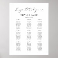 9 Tables Simple Things that shape us Seating Chart
