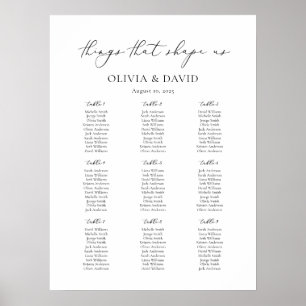 9 Tables Simple Things that shape us Seating Chart