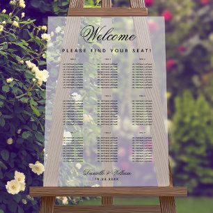 9 Tables Simple Transparent Wedding Seating Chart