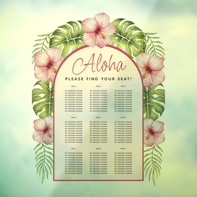 9 Tables Tropical Seating Chart Transparent Hawaii (Sheet 3)