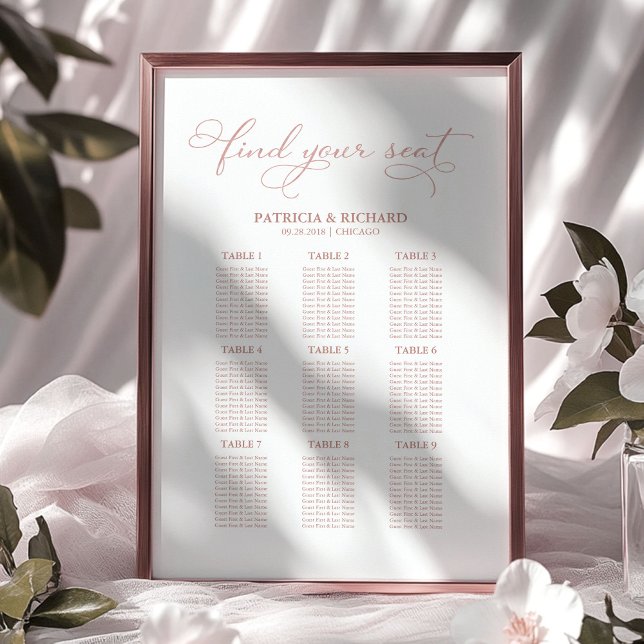 9 Tables Wedding Seating Chart Elegant (Creator Uploaded)