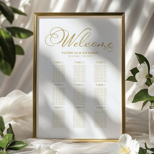 9 Tables Wedding Seating Chart Gold Foil