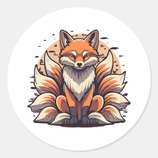 9 Tailed Fox Spirt Classic Round Sticker (Front)