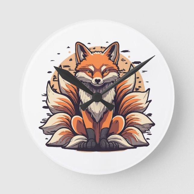 9 Tailed Fox Spirt Round Clock (Front)
