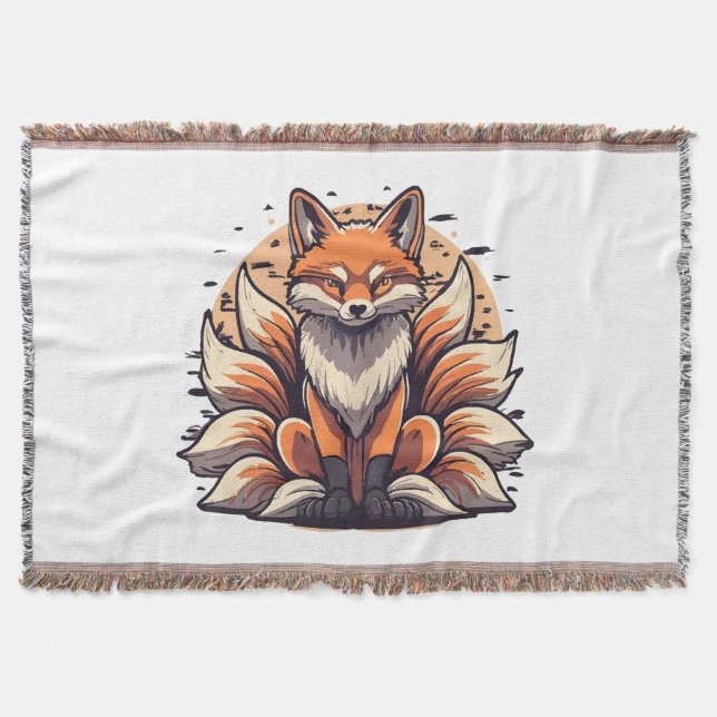 9 Tailed Fox Spirt Throw Blanket (Front)