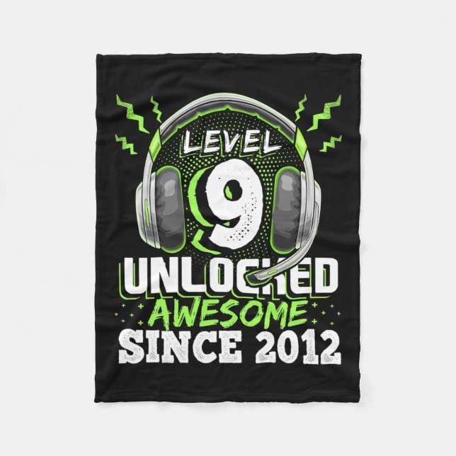 9 Unlocked Awesome 2012 Video Game 9th Birthday Gi Fleece Blanket (Front)