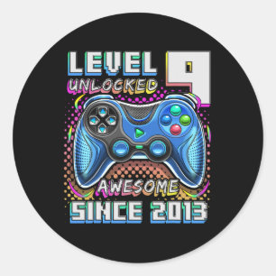 9 Unlocked Awesome 2013 Video Game 9th Birthday Bo Classic Round Sticker