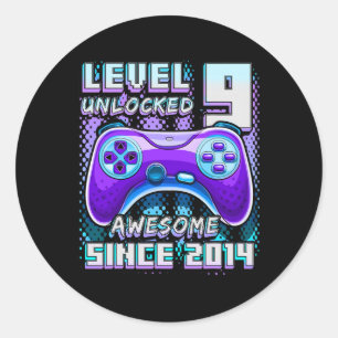 9 Unlocked Awesome 2014 Video Game 9th Birthday Bo Classic Round Sticker