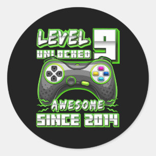 9 Unlocked Awesome 2014 Video Game 9th Birthday Bo Classic Round Sticker