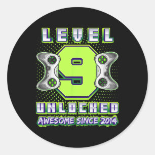 9 Unlocked Awesome 2014 Video Game 9th Birthday Bo Classic Round Sticker