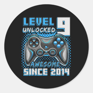 9 Unlocked Awesome 2014 Video Game 9th Birthday Bo Classic Round Sticker