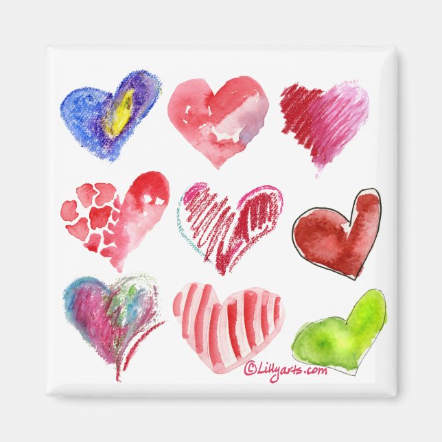 9 Valentine Hearts Magnet (Front)