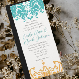 9 x 4 Spring Wedding Colours Floral Damask Invitation