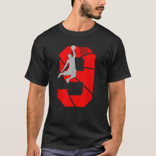 9 Year Old 9th Birthday Basketball Theme Party Boy T-Shirt