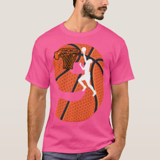 9 Year Old 9Th Birthday Party Basketball Theme Boy T-Shirt