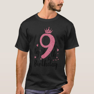 9 Year Old 9th Birthday Pink Girls Princess Gold C T-Shirt