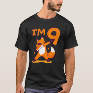 9 Year Old Animal  Dabbing Fox 9th Birthday T-Shirt