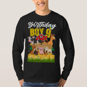 9 Year Old Barnyard Birthday Boy 9th Farm Animals  T-Shirt