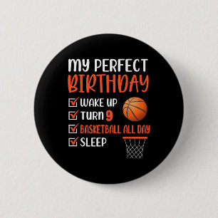 9 Year Old Basketball Birthday Party 9th Boy Bday  6 Cm Round Badge