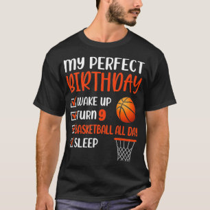 9 Year Old Basketball Birthday Party 9th Boy Bday  T-Shirt