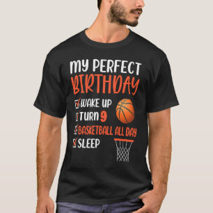 9 Year Old Basketball Birthday Party 9th Boy Bday  T-Shirt