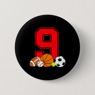 9 Year Old Basketball Football Baseball Soccer Bir 6 Cm Round Badge