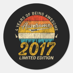 9 Year Old Bday Retro Awesome 9th Birthday Gift Classic Round Sticker