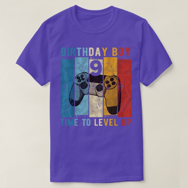 9 Year Old Birthday Boy 9 Time to Level Up 9th Bir T-Shirt (Design Front)
