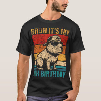 9 Year Old Birthday Boy Capybara Bruh It's My 9Th T-Shirt