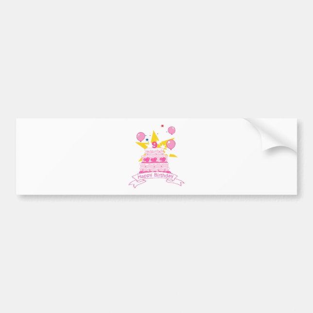9 Year Old Birthday Cake Bumper Sticker (Front)