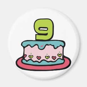 9 Year Old Birthday Cake Magnet
