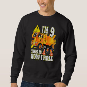 9 Year Old Birthday  Concrete Mixer Truck Sweatshirt