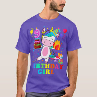 9 Year Old Birthday Girl Unicorn T-Shirt