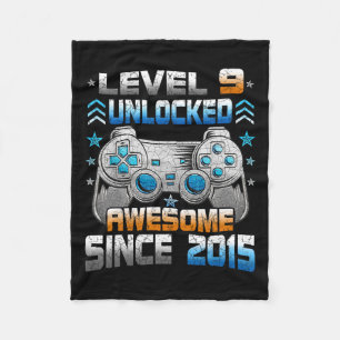 9 Year Old Birthday Kids Boy Gamer 9 Yr Level 9 Un Fleece Blanket