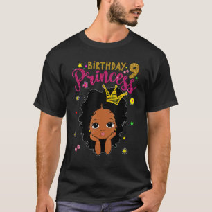 9 Year Old Birthday Princess 9th Birthday Melanin  T-Shirt