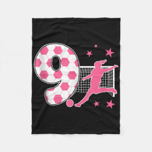 9 Year Old Birthday Soccer Lover 9th Soccer Themed Fleece Blanket