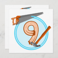 9 year old boy builder tools birthday design