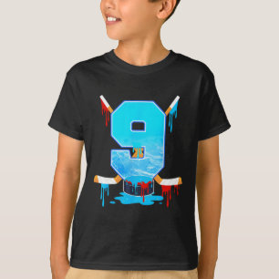 9 Year Old Boys 9th Birthday Ice Hockey Ice Cream T-Shirt